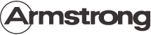 Black Armstrong text with circle design