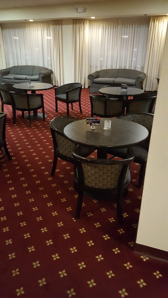 Hotel lounge with round tables