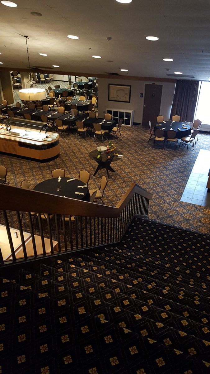 Stairs leading to dining space