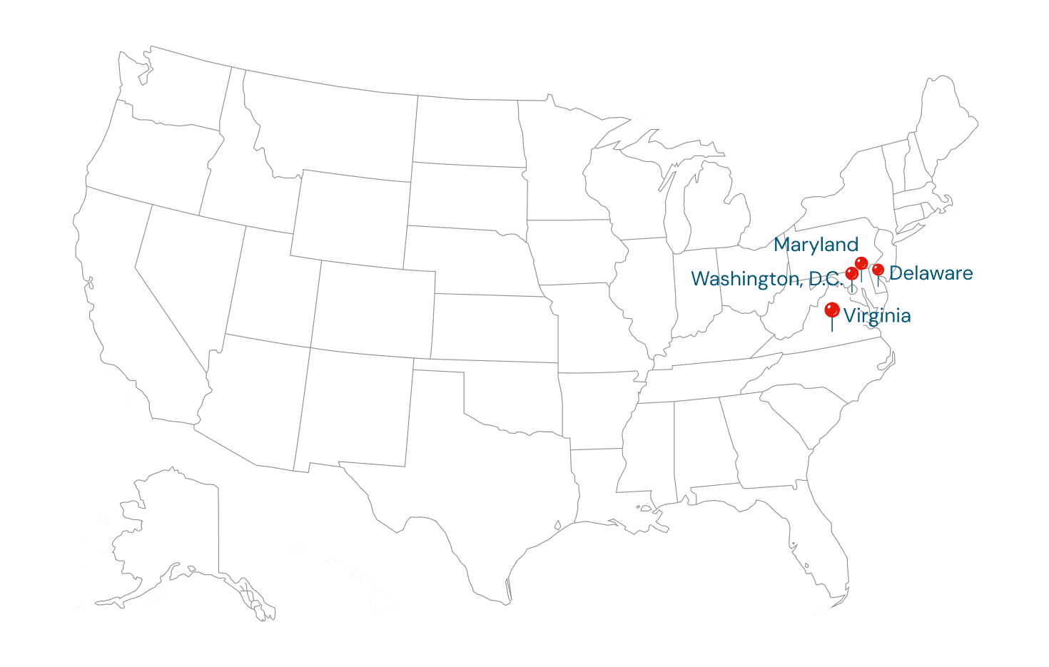 Map highlighting Washington, D.C. and nearby states.